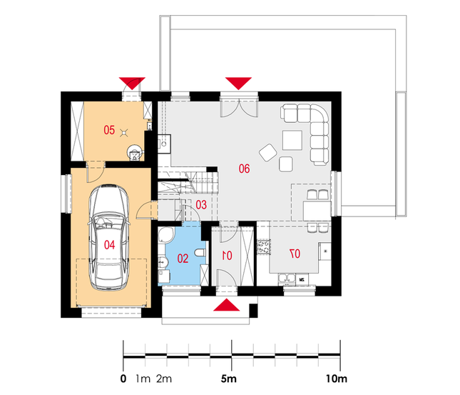 Rzut parteru lustro POW. 83,7 m²