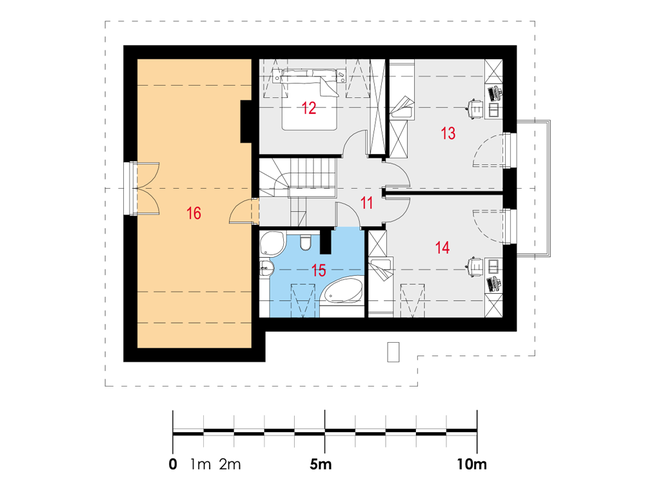 Rzut poddasza lustro POW. 95,4 m²