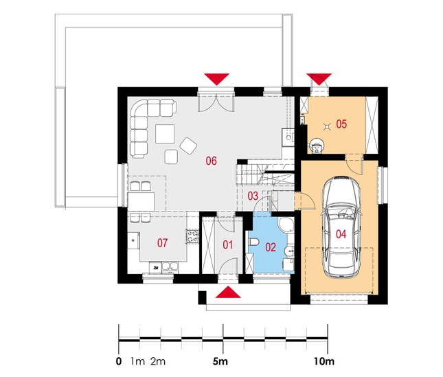 Rzut parteru POW. 83,7 m²