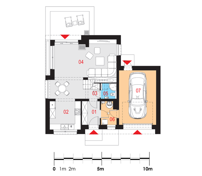 Rzut parteru POW. 78,7 m²