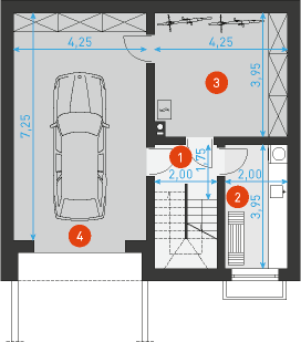 Rzut piwnicy POW. 56,9 m²