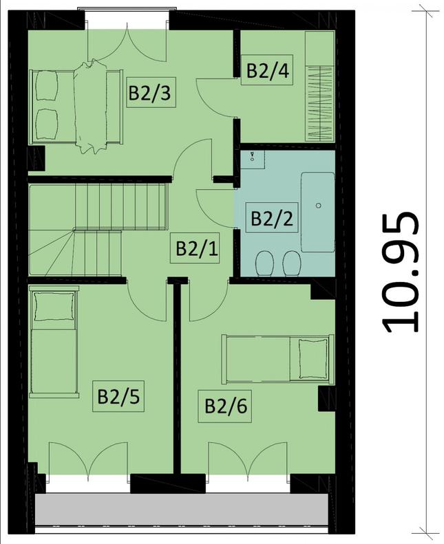 Rzut piętra POW. 56,1 m²