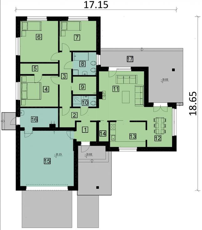 Rzut parteru POW. 175,5 m²