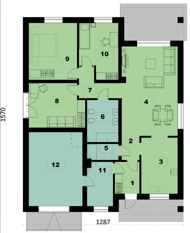 Rzut parteru POW. 152,4 m²