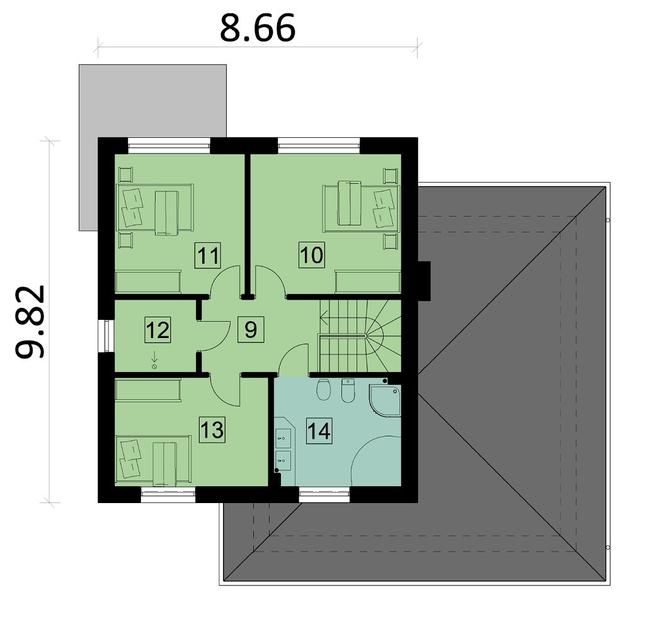 Rzut piętra POW. 65,3 m²