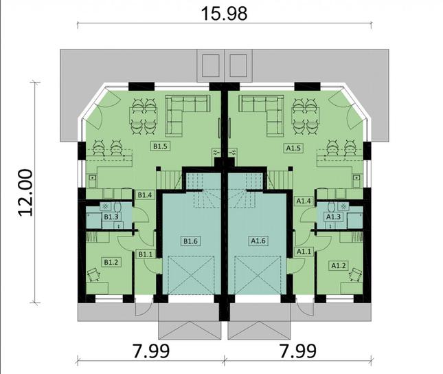 Rzut parteru POW. 146,3 m²