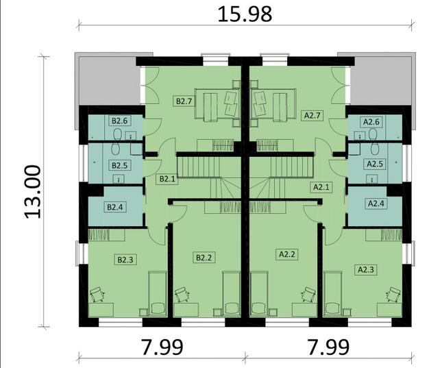 Rzut piętra POW. 155,3 m²
