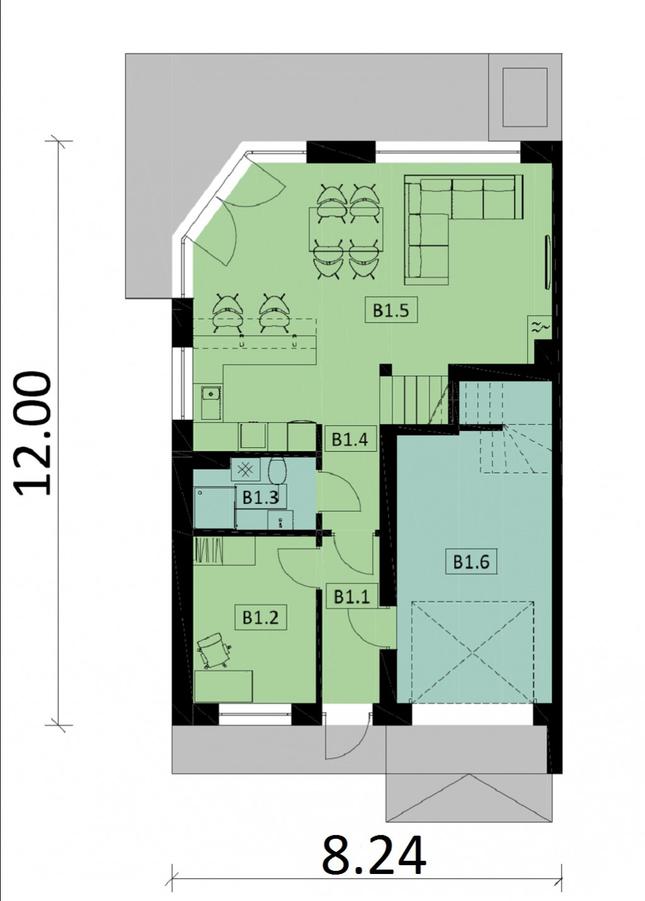 Rzut parteru POW. 73,1 m²