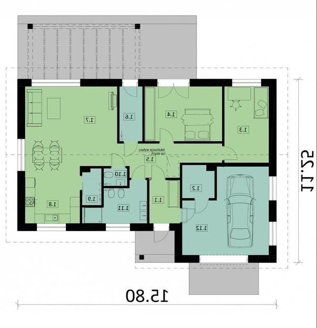 Rzut parteru lustro POW. 129,6 m²