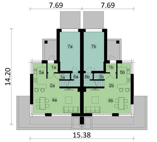 Rzut parteru POW. 122,4 m²