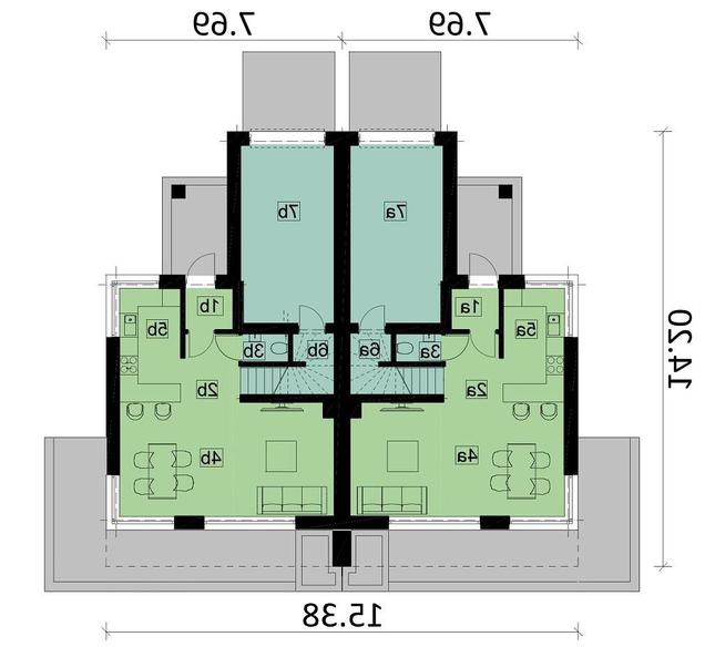 Rzut parteru lustro POW. 122,4 m²