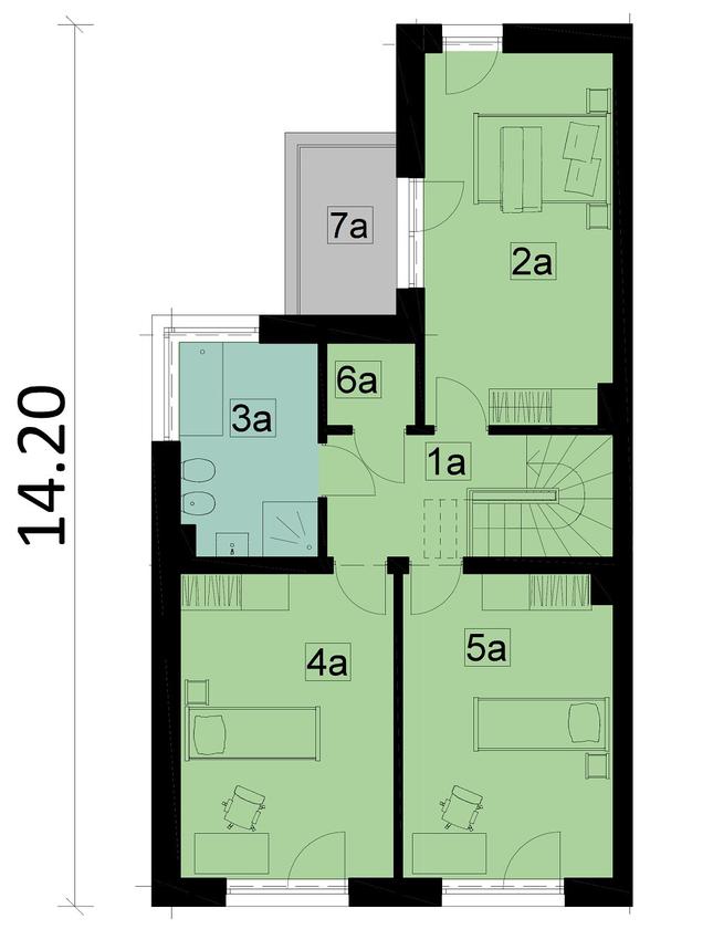 Rzut piętra POW. 67,5 m²