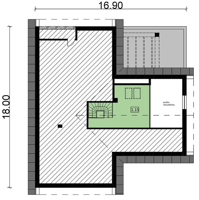 Rzut poddasza POW. 9,8 m²