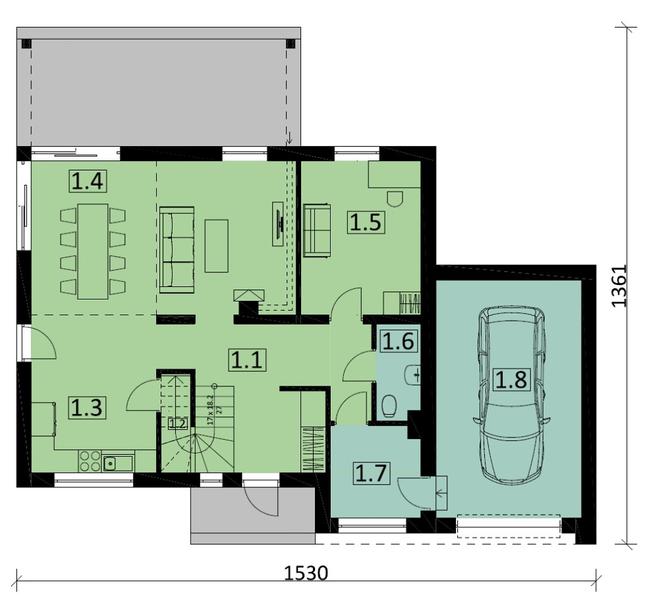 Rzut parteru POW. 106,6 m²