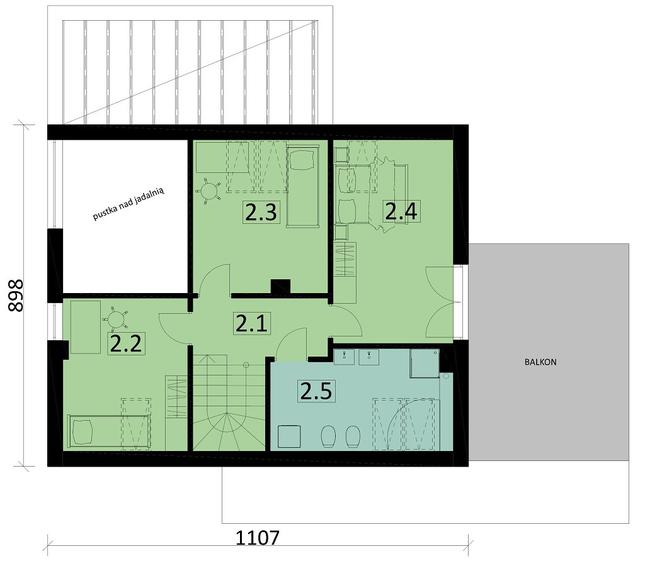 Rzut poddasza POW. 67,4 m²