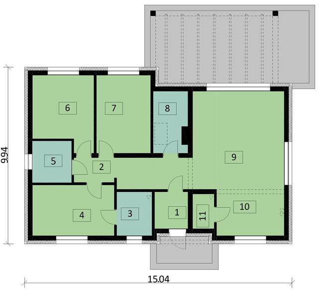 Rzut parteru POW. 112,9 m²
