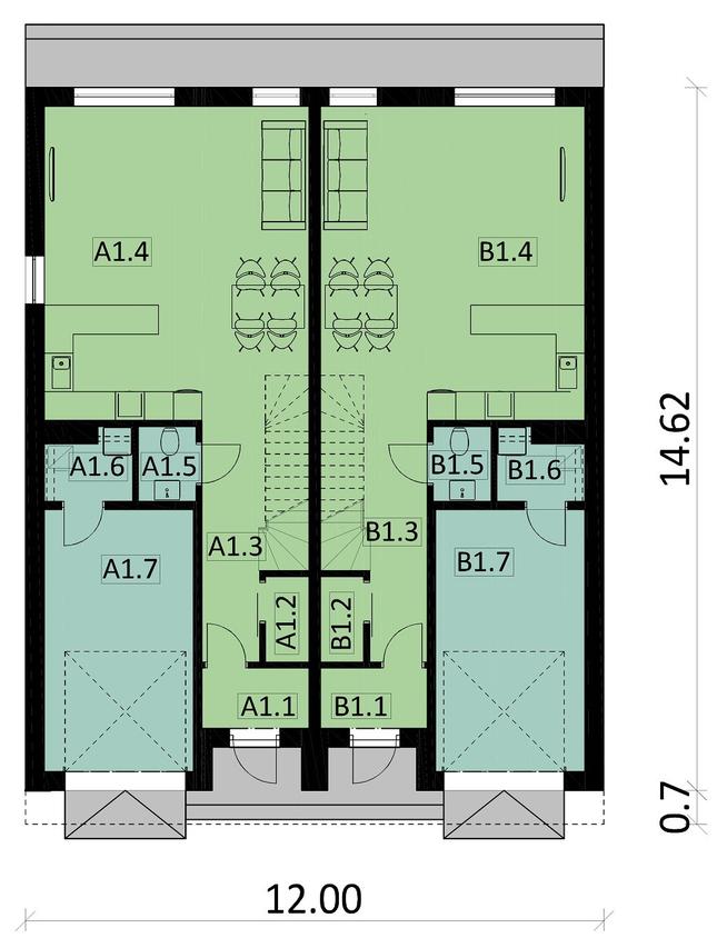 Rzut parteru POW. 141,5 m²