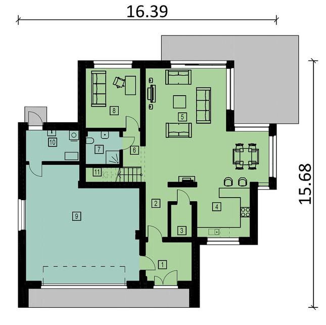 Rzut parteru POW. 157,7 m²
