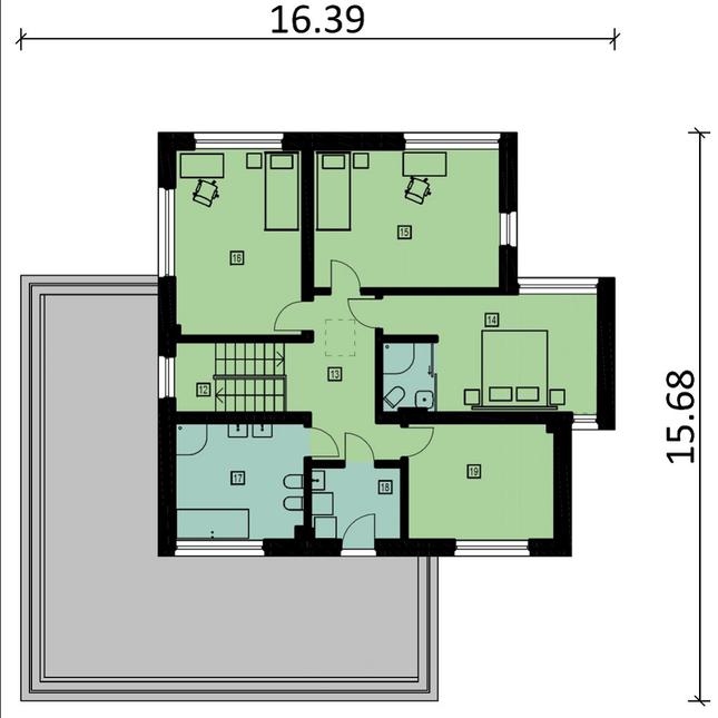 Rzut piętra POW. 102,2 m²