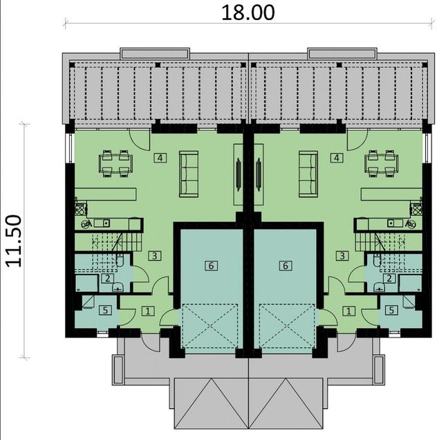 Rzut parteru POW. 154,5 m²
