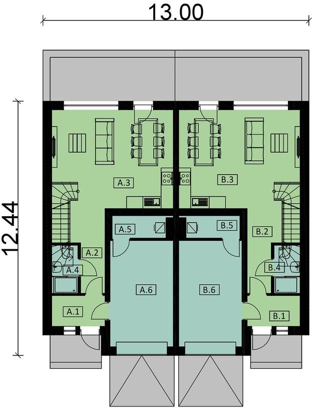 Rzut parteru POW. 121,0 m²