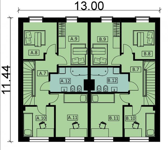 Rzut piętra POW. 119,7 m²