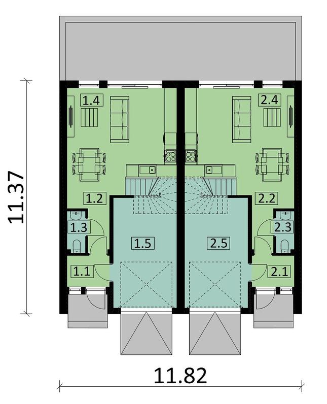 Rzut parteru POW. 105,8 m²