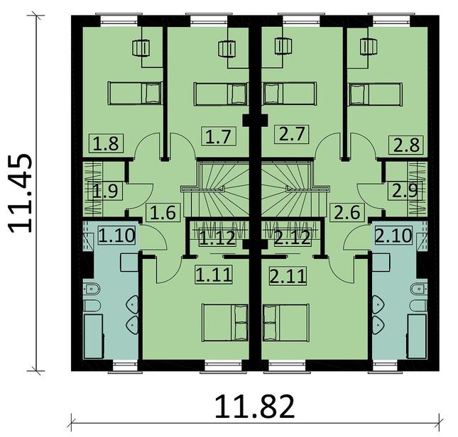 Rzut piętra POW. 105,7 m²