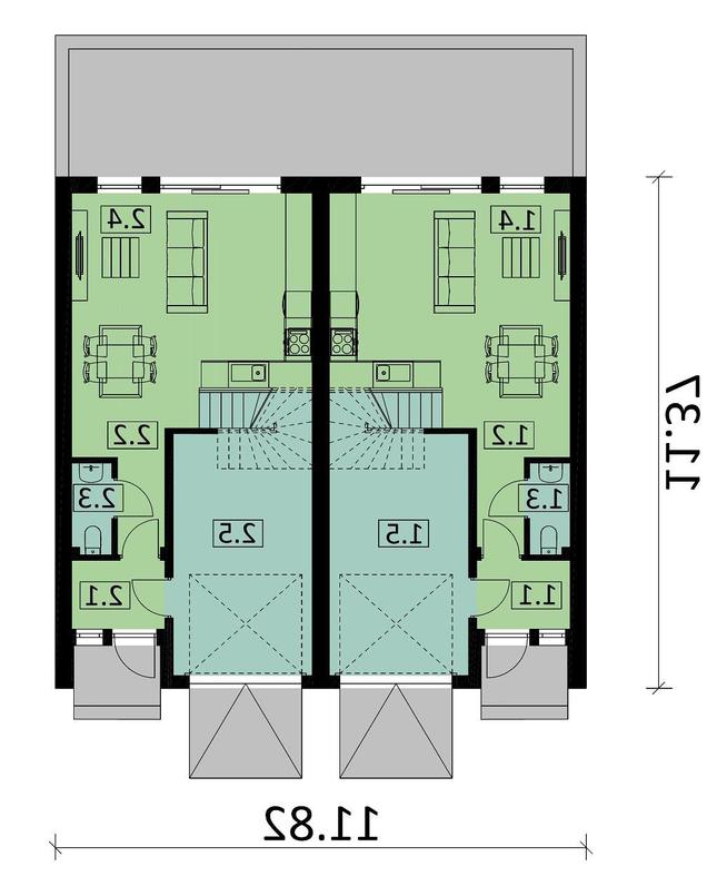 Rzut parteru lustro POW. 105,8 m²