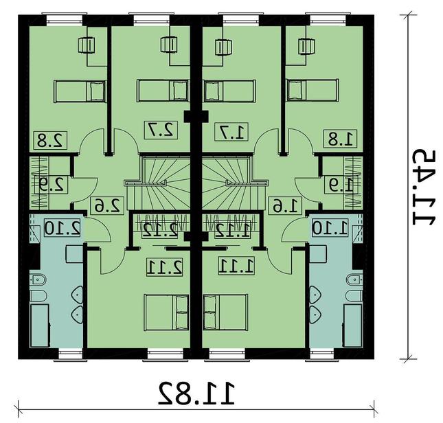 Rzut piętra lustro POW. 105,7 m²