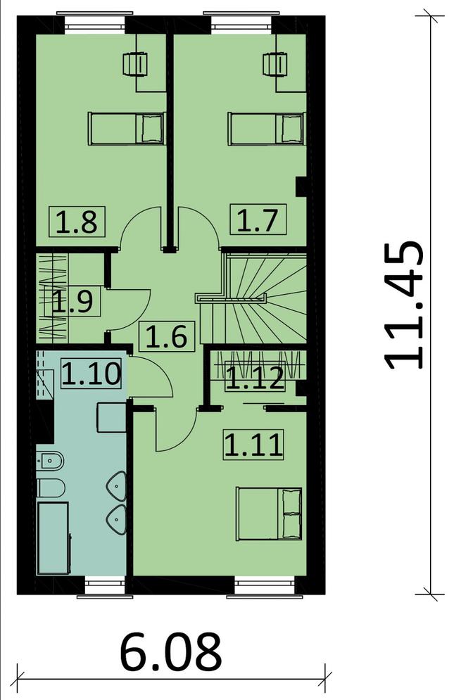 Rzut piętra POW. 52,8 m²