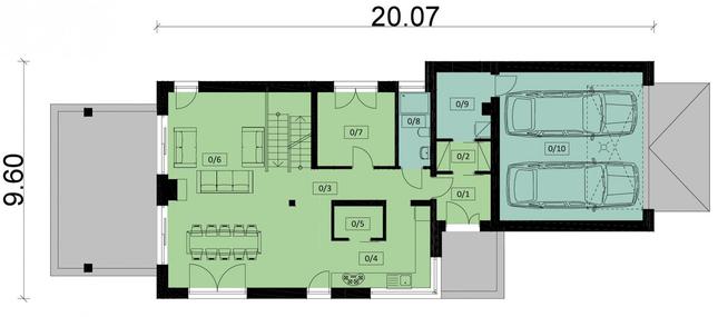 Rzut parteru POW. 130,3 m²