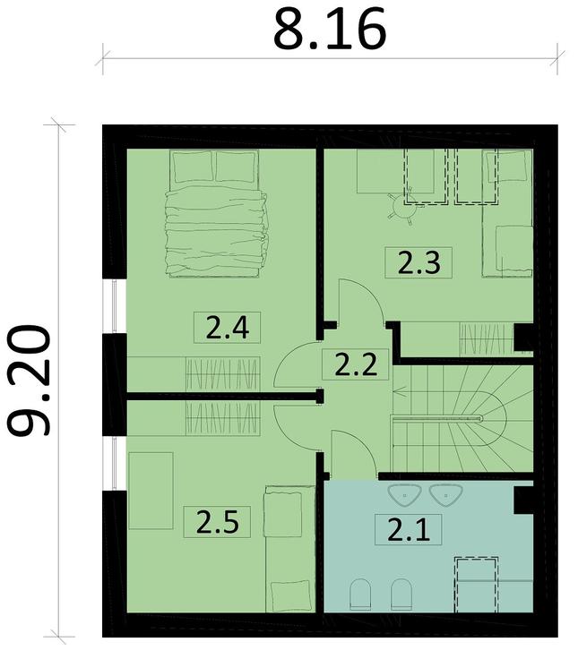 Rzut poddasza POW. 45,4 m²