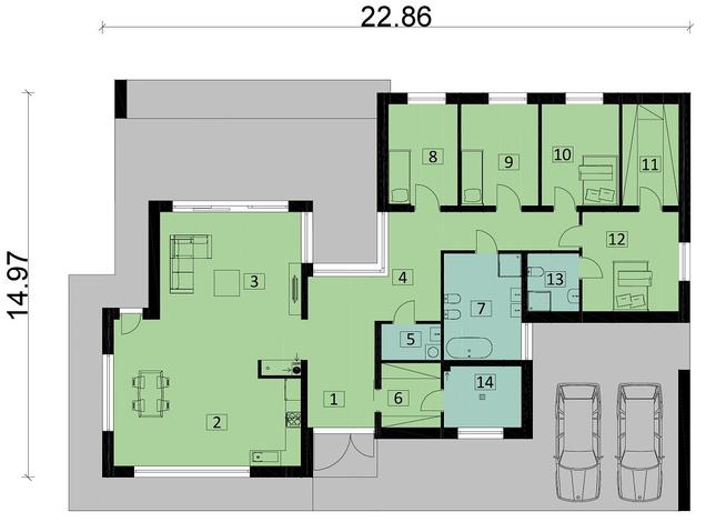 Rzut parteru POW. 188,8 m²