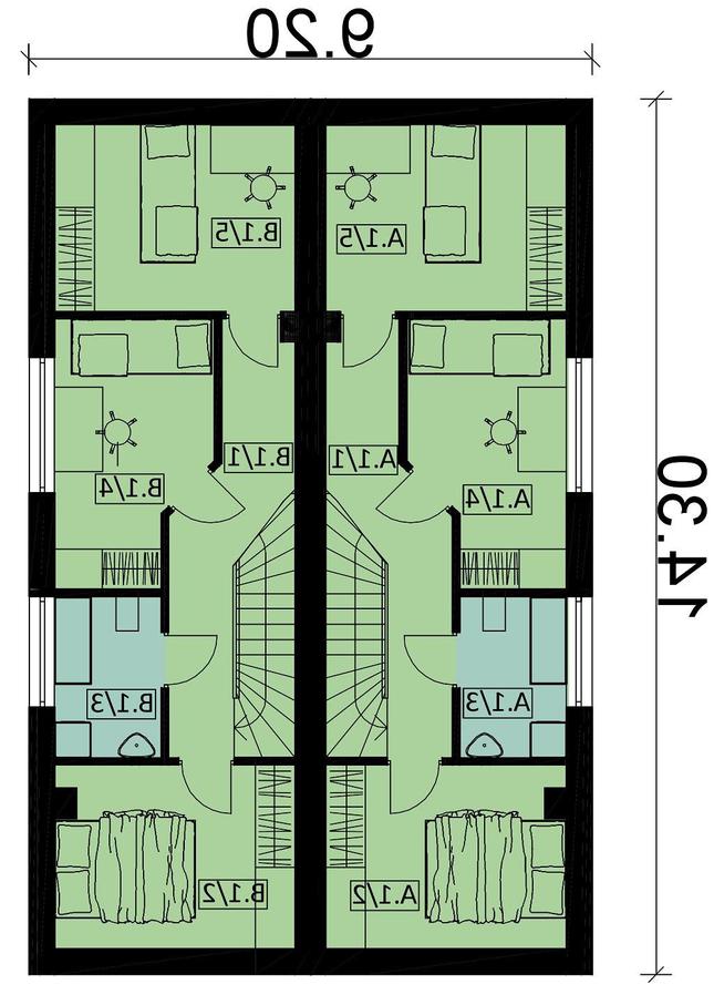 Rzut poddasza lustro POW. 101,7 m²