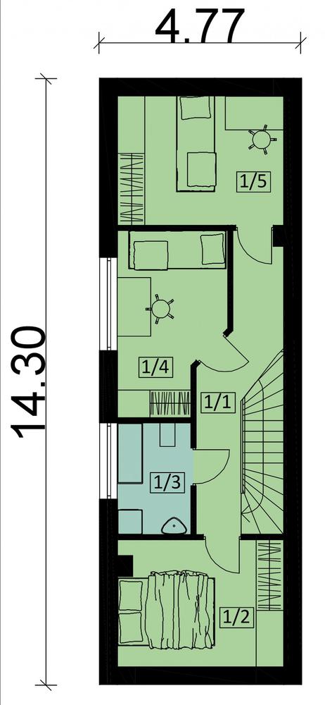 Rzut poddasza POW. 50,8 m²