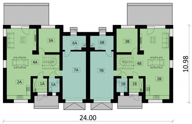 Rzut parteru POW. 187,5 m²