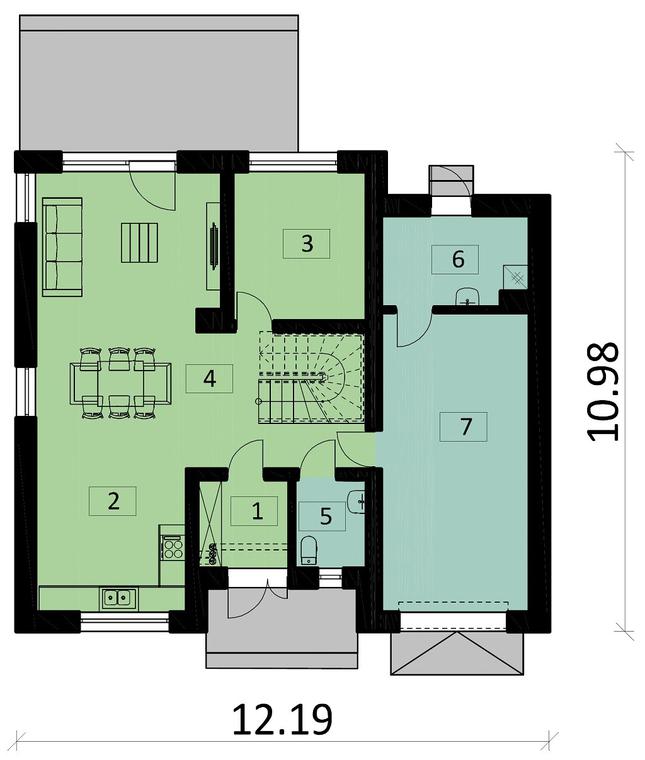 Rzut parteru POW. 93,7 m²