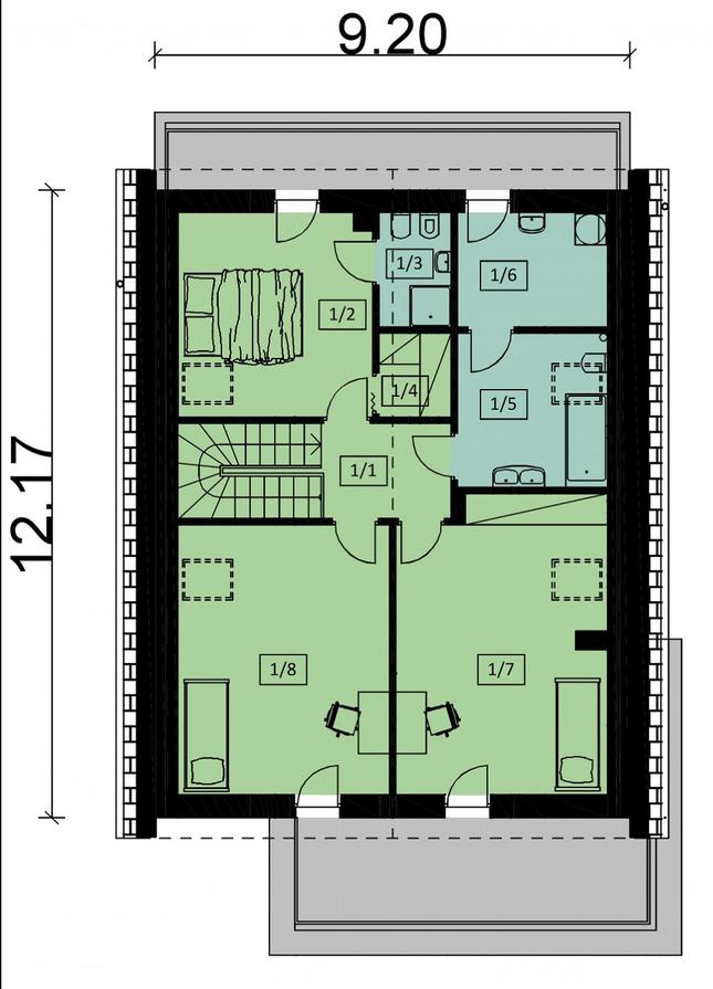 Rzut poddasza POW. 65,9 m²