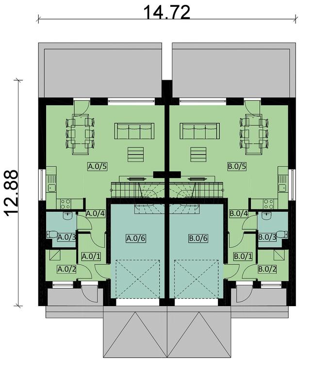 Rzut parteru POW. 131,7 m²