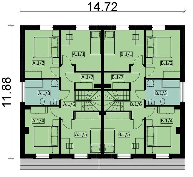 Rzut piętra POW. 134,8 m²