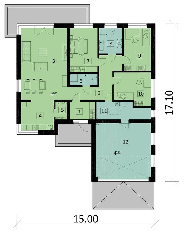 Rzut parteru POW. 172,2 m²