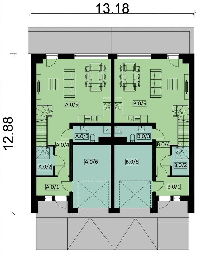Rzut parteru POW. 123,1 m²
