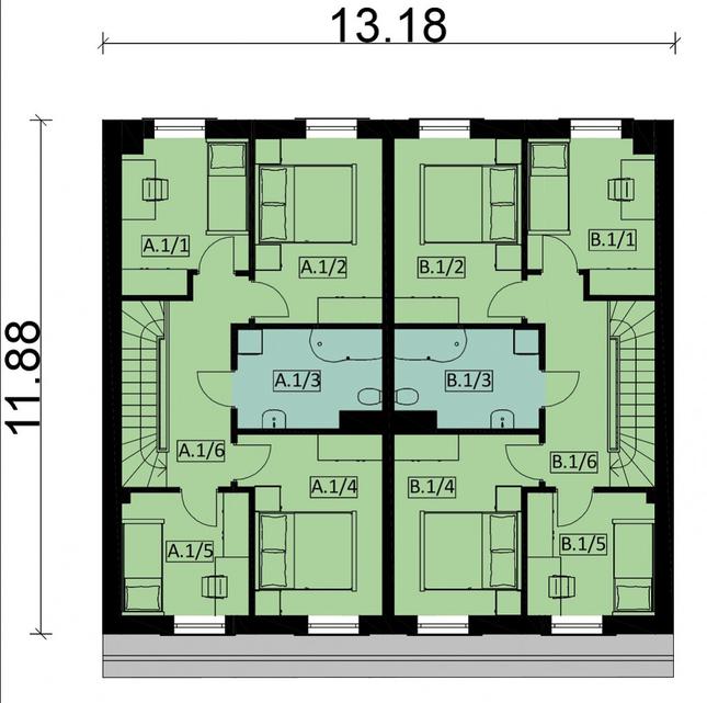 Rzut piętra POW. 131,2 m²