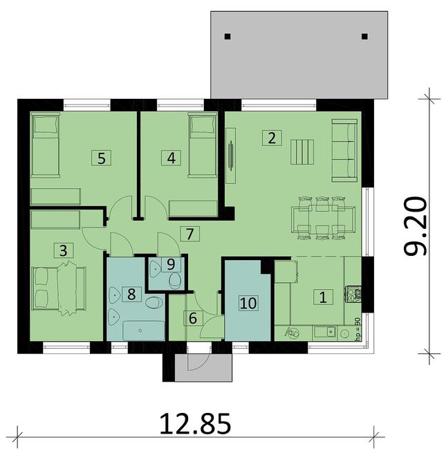 Rzut parteru POW. 94,6 m²