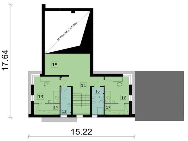 Rzut piętra POW. 93,6 m²
