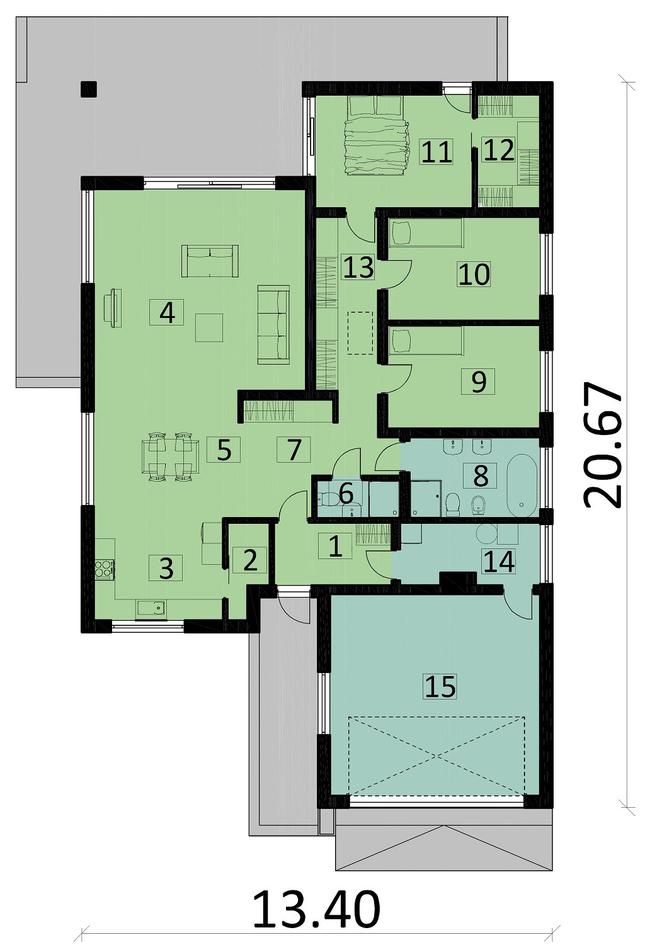 Rzut parteru POW. 189,3 m²