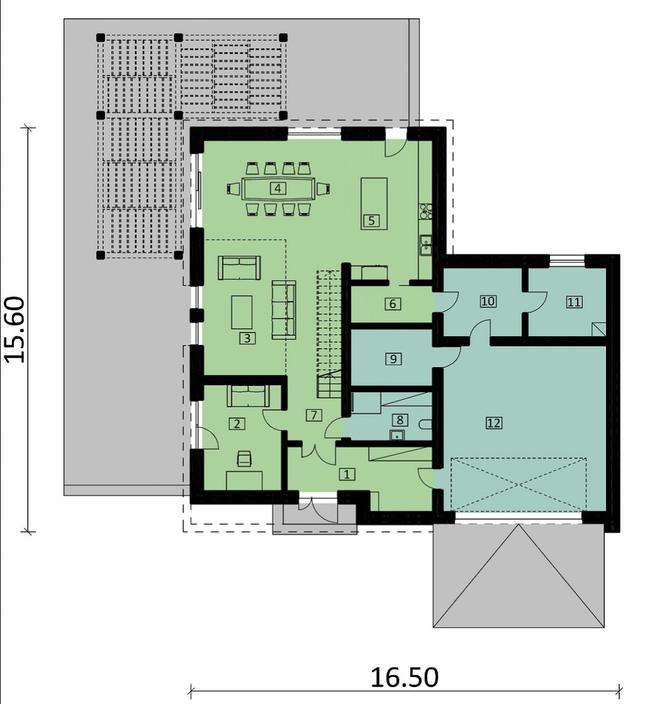Rzut parteru POW. 177,3 m²