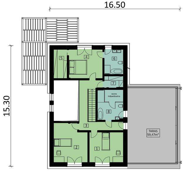 Rzut piętra POW. 102,2 m²