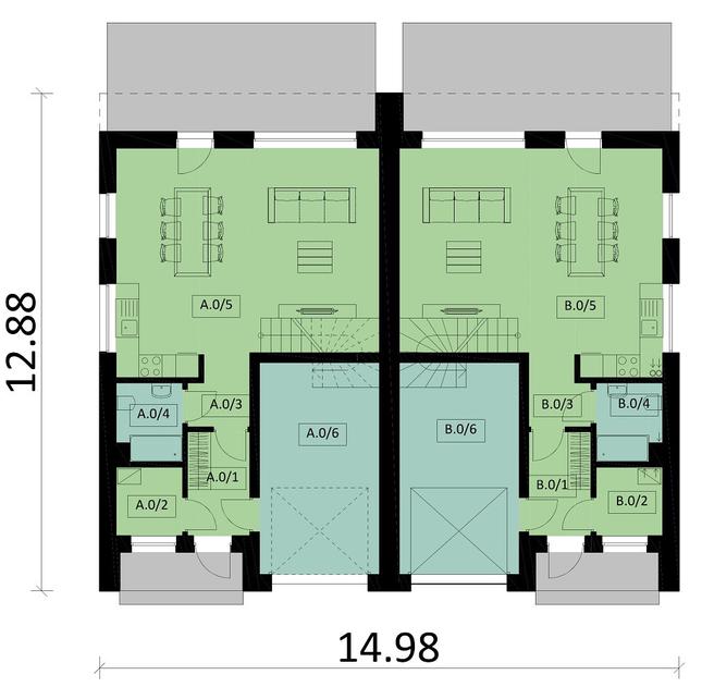 Rzut parteru POW. 136,6 m²